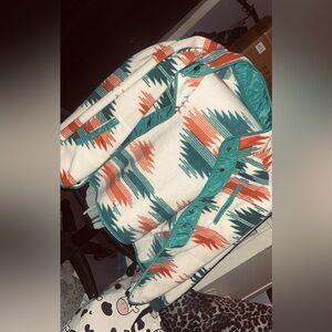 aztec jacket buttons up teal and orange